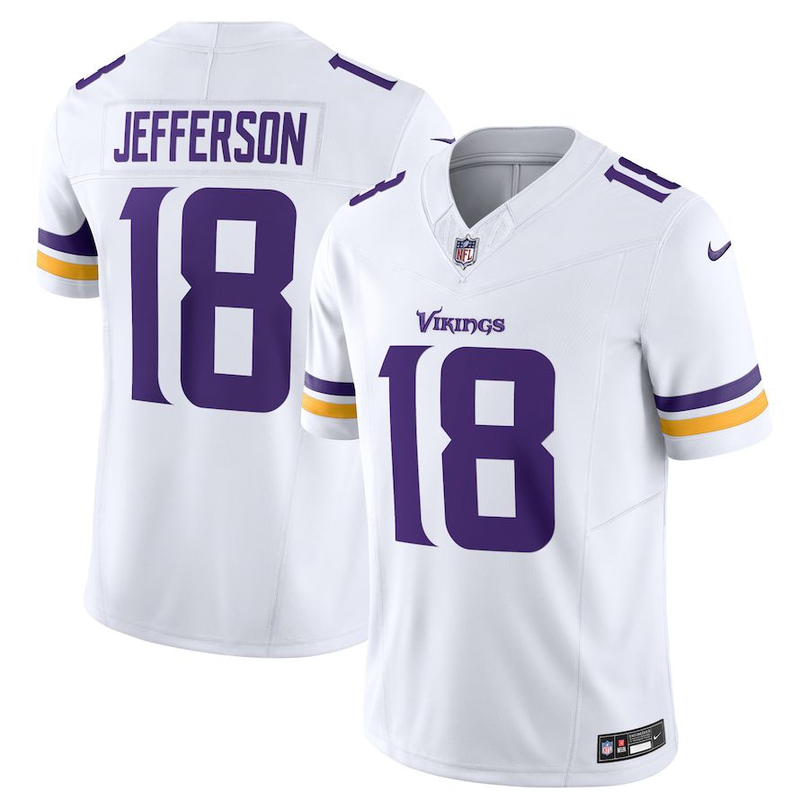 Men Minnesota Vikings 18 Justin Jefferson Nike White Vapor F.U.S.E. Limited NFL Jersey
